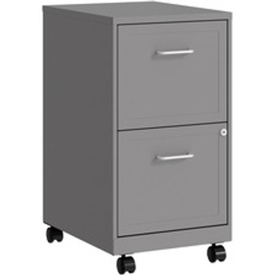 LYS Mobile File Cabinet - 14.3" Width x 18" Depth x 26.5" Height - 2 x Drawer(s) for File, Document - Letter - Vertical - Glide Suspension, Locking Drawer, Mobility, Pull Handle - Silver - Baked Enamel - Steel - Recycled - Assembly Required