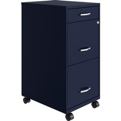 LYS SOHO Mobile File Cabinet - 14.3" Width x 18" Depth x 29.5" Height - 3 x Drawer(s) for File, Accessories - Letter - Glide Suspension, Locking Drawer, Recessed Handle, Mobility, Casters - Blue - Baked Enamel - Steel - Recycled