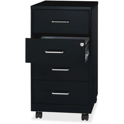 LYS Mobile Storage Cabinet - 14.3" Width x 18" Depth x 26.5" Height - 4 x Drawer(s) for File - Letter, Legal - Glide Suspension, Locking Drawer, Mobility - Black - Steel - Recycled - Assembly Required