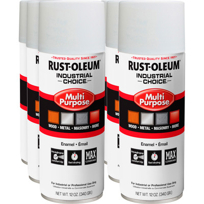 Rust-Oleum Industrial Choice Enamel Spray Paint - Liquid - White - 12 fl oz - 6 / Carton