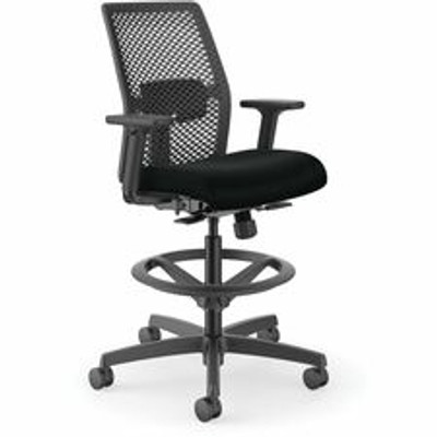 HON Ignition ReActiv Low-Back Task Stool - Black Seat Color - Molded Foam, Fabric Seat Material - Charcoal Back Color - Black Frame Color - Low Back - 5-star Base - Black - 1 Each