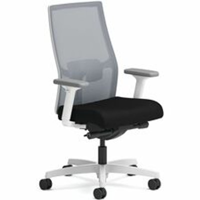 HON Ignition Mid-back Task Chair - Black Seat Color - Fabric Seat Material - Fog Back Color - Designer White Frame Color - Mid Back - Black - 1 Each