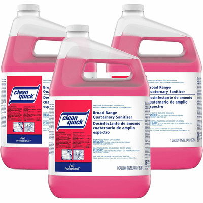 P&G Clean Quick Quaternary Sanitizer - Concentrate - 128 fl oz (4 quart) - Rinse-free - Red - 3 / Carton