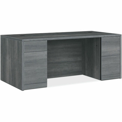 HON 0500 Series Sterling Ash Laminate Desking - 29.5" Height x 60" Width x 30" Depth - 5 x File, Box, Storage Drawer(s) - Double Pedestal - 1 Each