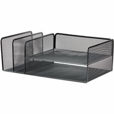 Lorell 4-Tier File Organizer - 4 Tier(s) - Horizontal/Vertical - Desktop - Black - Steel Mesh - 1 Each