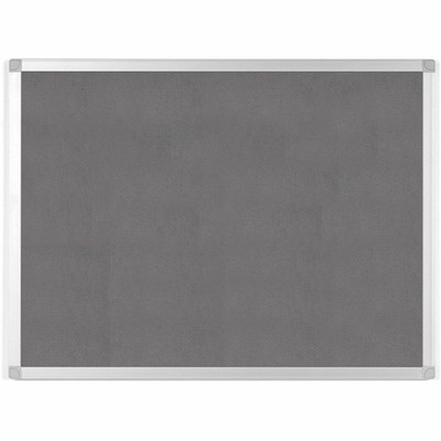 MasterVision Ayda Fabric Bulletin Board - Gray Fabric, Felt Surface - Self-healing, Sleek Style - Aluminum Frame - 18" Height x 24" Width - 1 Each