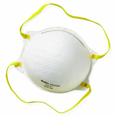 Medline Cone-Style N95 Surgical Respirator Masks - Recommended for: Surgical - Regular - Airborne Particle, Flying Particle Protection - Polyester, Metal - White - Fluid Resistant, Disposable, Latex-free - 20 / Box