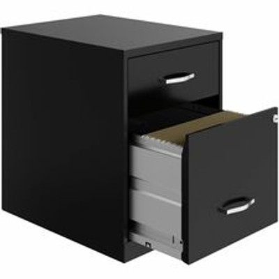 NuSparc File Cabinet - 14.2" Width x 18" Depth x 19" Height - 2 x Drawer(s) for Box, File - Letter - Vertical - Locking Drawer, Glide Suspension, Nonporous Surface - Black - Baked Enamel - Steel