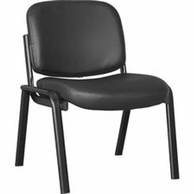 Lorell Deluxe Leather 4-Leg Guest Chair - Leather, Plywood Seat Material - Leather, Plywood Back Material - Powder Coated Frame Color - Metal Frame Material - Four-legged Base - Black - 1 Each