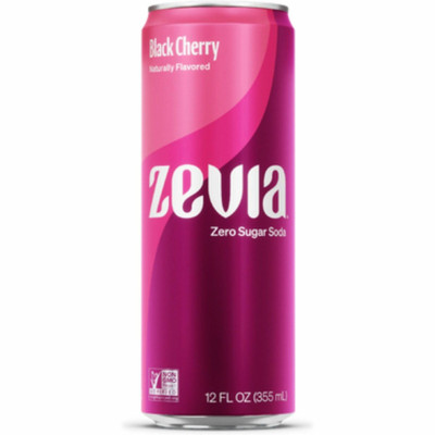 Zevia Zero Sugar Soda - Ready-to-Drink - Sugar Free - 12 fl oz (355 mL) - Black Cherry - 12 / Carton
