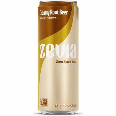 Zevia Zero Sugar Creamy Root Beer - Ready-to-Drink - Sugar Free - 12 fl oz (355 mL) - Root Beer - 12 / Carton