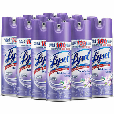 Lysol Disinfectant Spray - For Multi Surface - Spray - 12.5 fl oz (0.4 quart) - Early Morning Breeze Scent - Mold Resistant, Mildew Resistant - Multi - 12 / Carton