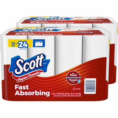 Scott Choose-A-Sheet Paper Towels - 100 Sheets/Roll - White - Paper, Fiber - 12 Rolls Per Pack - 12 Pack - 2 / Carton