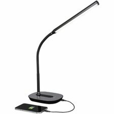 OttLite Strive LED Desk Lamp - LED Bulb - Flexible Neck, ClearSun LED, Touch-activated, Adjustable Brightness, USB Charging, Adjustable Height - Desk Mountable - Black - for Tablet, Smartphone, Smart Watch, Headphone
