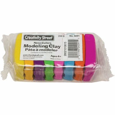 Creativity Street Permanently Soft Modeling Clay - Modeling - Recommended For 4+ Year - 8 Piece(s) - Assorted Neon - 1 Each