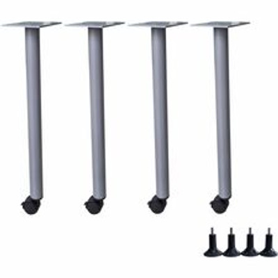 Lorell Invent Training Table Components - Silver Post Leg Base - 4 Legs - 28.50" Height x 5.80" Width x 5.80" Depth - Training - Assembly Required - 4 / Set
