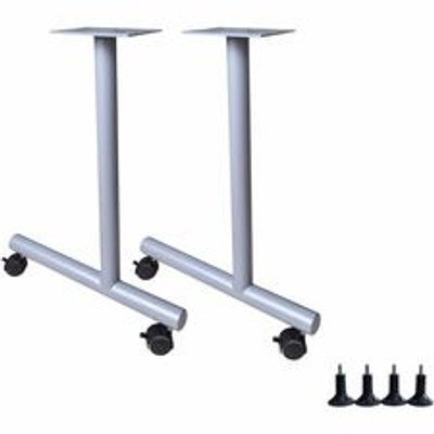 Lorell Invent Training Table Components - Silver C-leg Base - 2 Legs - 28.50" Height x 5" Width x 22" Depth - Training - Assembly Required - 2 / Set