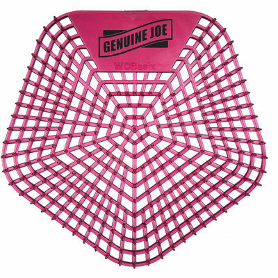 Genuine Joe Urinal Screens - Lasts upto 30 Days - Dual Sided Design - 10 / Carton - Red