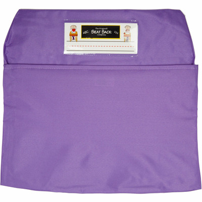 Seat Sack Classroom Pack One-Pocket Seat Sacks - 1 Pocket(s) - 1 Compartment(s) - 17" Width x 2" Depth - Chair - Desk Space, Durable, Laminated, Washable, Expandable - Purple - Poly Cotton - 25/Pack - 1 / Carton