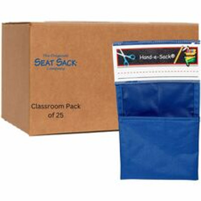 Seat Sack Hand-e-Sack Storage Pouches - Desk - Interlockable, Tear Resistant, Adhesive, Storage Space - Blue - 25 / Carton