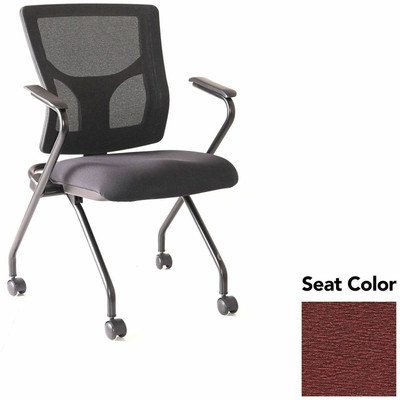 Lorell Conjure Mesh Training Chairs with Arms - Fuse Carmine Seat Color - Polyurethane, Foam Seat Material - Mesh Back Material - High Back - Black - Armrest - 2 / Carton