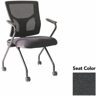 Lorell Conjure Mesh Training Chairs with Arms - Fuse Azurean Seat Color - Polyurethane, Foam Seat Material - Mesh Back Material - High Back - Black - Armrest - 2 / Carton