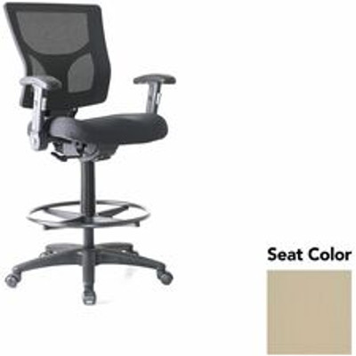 Lorell Conjure Office Stool - Forte Pumice Seat Color - Polyurethane Foam Seat Material - Mesh Back Material - Armrest - 1 Each