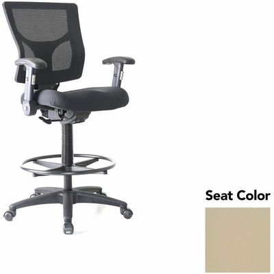 Lorell Conjure Office Stool - Forte Pumice Seat Color - Polyurethane Foam Seat Material - Mesh Back Material - Armrest - 1 Each