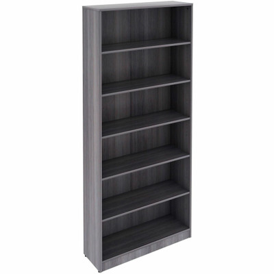 Lorell Laminate Bookcases - 36" Width x 12" Depth x 84" Height - 6 x Shelf(ves) - Sturdy, Laminated, Adjustable Shelf, Adjustable Feet, Square Edge - Weathered Charcoal - Medium Density Fiberboard (MDF), Thermofused Laminate (TFL) - Assembly Required