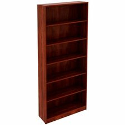 Lorell Laminate Bookcases - 36" Width x 12" Depth x 84" Height - 6 x Shelf(ves) - Sturdy, Laminated, Adjustable Shelf, Adjustable Feet, Square Edge - Cherry - Medium Density Fiberboard (MDF), Thermofused Laminate (TFL) - Assembly Required
