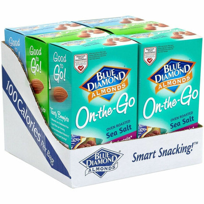 Blue Diamond Almonds Variety Pouches - Whole Nut, Oven Roasted, Lightly Salted - 2 lb - 42/Bag - 1 / Carton