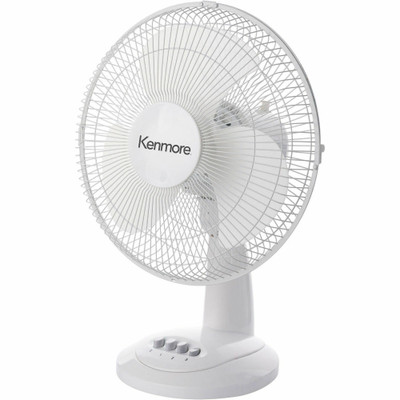 Kenmore 12" Desk Fan - 3 Speed - Oscillating, Air Circulation - White