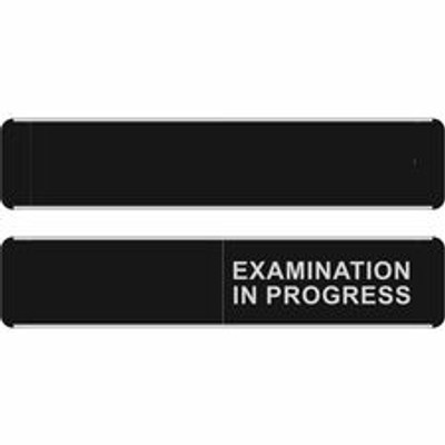 Seco Door Signs - Print/Message "EXAMINATION IN PROGRESS" - 10" Width x 2" Height - Door-mountable - Self-adhesive - Display, Meeting, Room - Aluminum, Polyvinyl Chloride (PVC) - Multicolor - 1 Each
