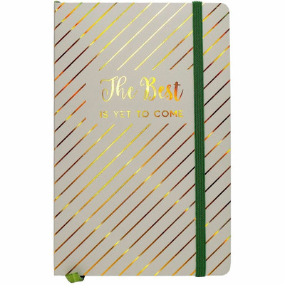 Pukka Pads Notebook - 96 Sheets - 192 Pages - 80 g/m&#178; Grammage - A5 x 0.5" Width x 5.2" Length - Green Vegan Leather, Gold Cover - Elastic Closure, Ghost Resistant, Bleed Resistant, Acid-free Paper - 3 / Pack