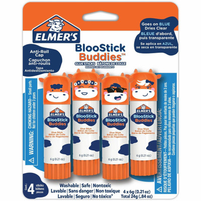 Elmer's BlooStick Buddies Glue Sticks - 0.21 oz - Blue - 4 / Pack