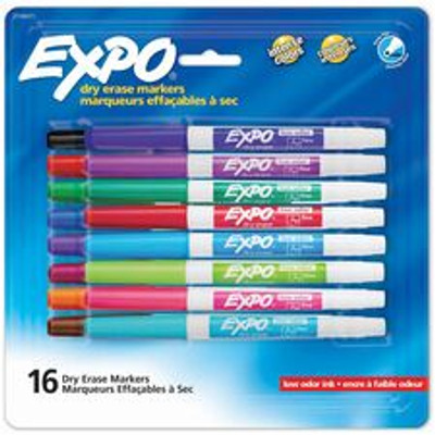 Expo Low-Odor Dry Erase Markers - Fine Marker Point - Erasable - Assorted Ink/ - 16 / Pack