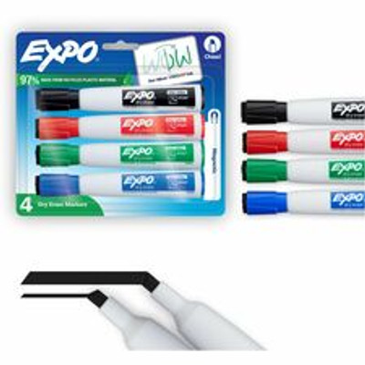 Expo Magnetic Dry-erase Marker - Chisel Marker Point - Erasable - Assorted Ink/ - 4 / Pack