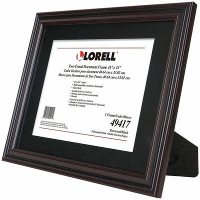 Lorell Two-toned Certificate Frame - 16" x 13" Frame Size - Desktop, Wall Mountable - Vertical, Horizontal - Black - 1 Each
