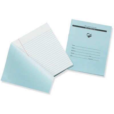 Pacon&reg; Examination Blue Books - 8 Pages - Ruled Red Margin - 7" x 8 1/2" Sheet Size - White Paper - Blue Cover - Recyclable - 1 Each