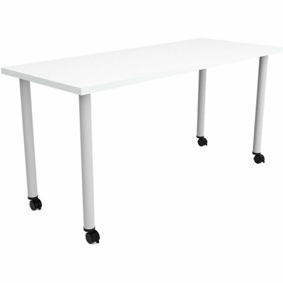 Safco Jurni Multi-Purp. Table w/Post Leg & Casters - Powder Coated Post Leg Base - 60" Table Top Width x 24" Table Top Depth x 1.10" Table Top Thickness - 29" Height - Multipurpose - Assembly Required - Designer White - Laminate Top Material - 1 Each