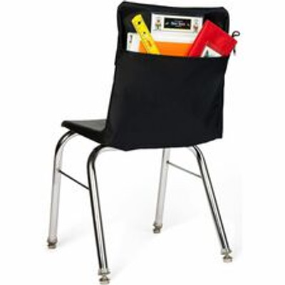 Seat Sack Classroom Pack One-Pocket Seat Sacks - 1 Pocket(s) - 1 Compartment(s) - 14" Width x 2" Depth - Chair - Durable, Desk Space, Washable, Expandable - Black - Poly Cotton - 1 Each
