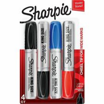 Sharpie King Size Permanent Markers - Chisel Marker Point - Assorted Ink - 4 / Pack