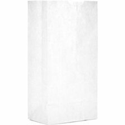 AJM Paper Grocery Bags - 5" Width x 3.10" Depth - Bleached Kraft - Paper - Grocery - Recycled - 500 / Carton