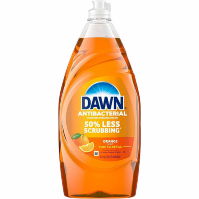 Dawn Antibacterial Dish Soap - For Dish, Hand - Liquid - 30.8 fl oz (1 quart) - Orange Scent - Recommended For: Grease Remover, Bacteria Remover, Germs Remover, Grime Remover - Residue-free, Streak-free, Anti-bacterial - Orange - 8 / Carton