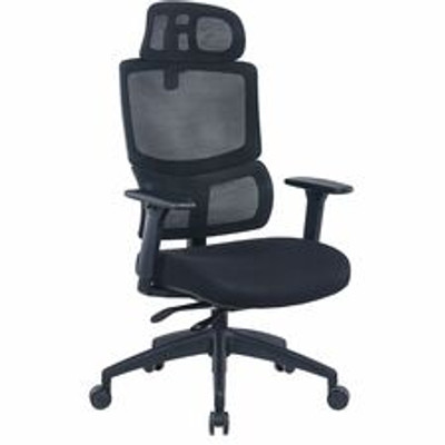 Lorell Chair - High Back - Black - Fabric, Mesh - 1 Each