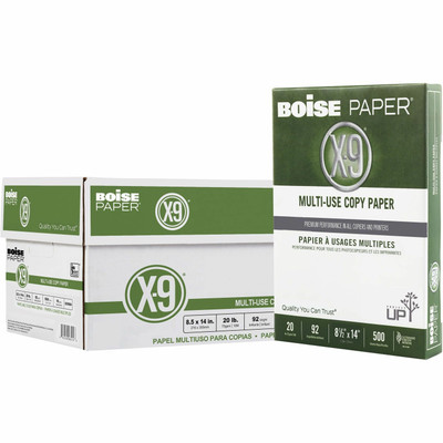 X-9 Copy & Multipurpose Paper - 92 Brightness - Legal - 8 1/2" x 14" - 20 lb Basis Weight - Smooth - SFI Certified Fiber Sourcing - Acid-free, Jam-free, Fade Resistant, Eco-friendly - White - 5000 Sheets - 500 Sheets per Ream - 10 / Carton