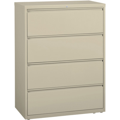 Lorell Fortress Series Lateral File - 42" Width x 18.6" Depth x 52.5" Height - 4 x Drawer(s) for File - Legal, Letter, A4 - Lateral - Rust Proof, Leveling Glide, Interlocking, Ball-bearing Suspension, Label Holder - Putty - Baked Enamel - Recycled