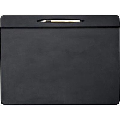 Dacasso Top Rail Pen Well Conference Pad - Rectangular - 17" Width x 14" Depth - Felt Backing - Leather - Black