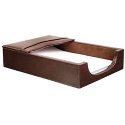 Dacasso Leather Memo Holder - 4" Height x 6" Width - Leather - Brown - 1 Each