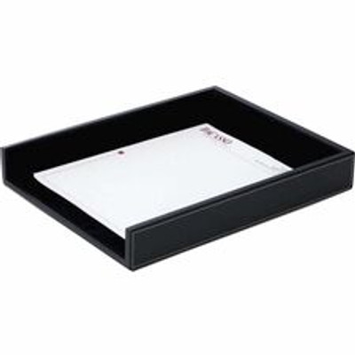 Dacasso Single Front Load Tray - 2" Height x 10.60" Width x 13.75" Length - Desktop - Black - Leather - 1 Each